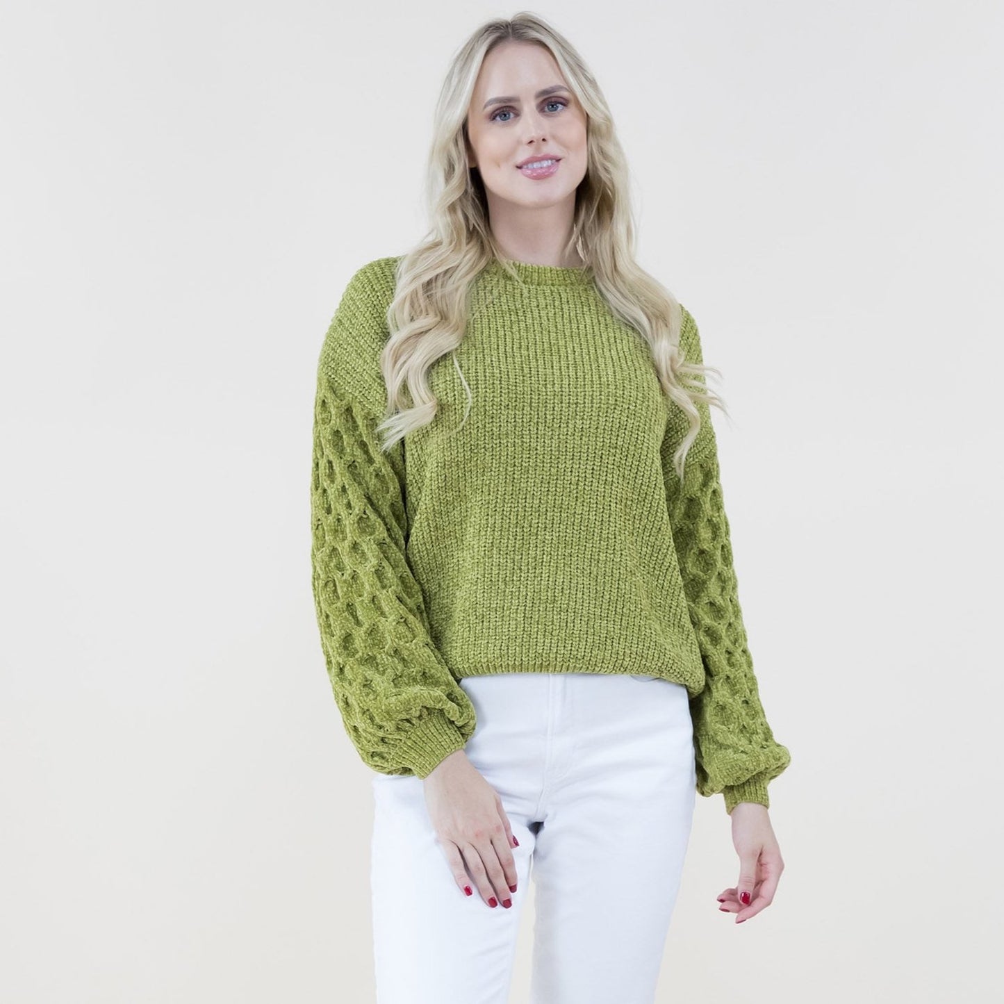 Braid Knitted Sleeves Chenille Sweater FP62504 (2PC)