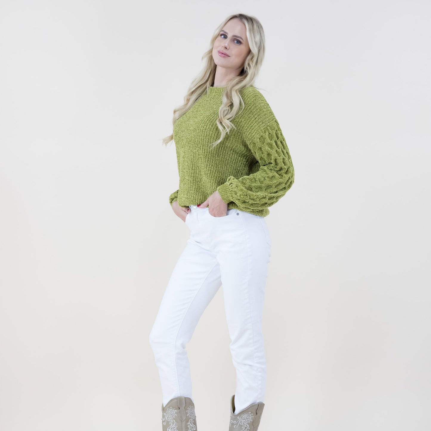 Braid Knitted Sleeves Chenille Sweater FP62504 (2PC)