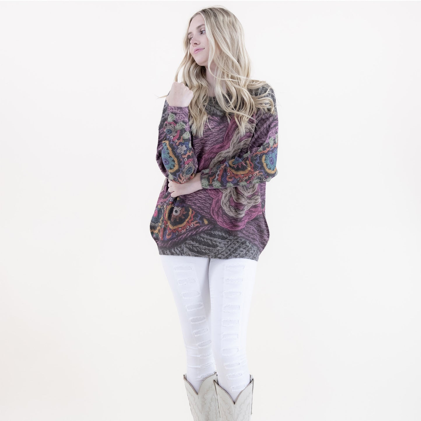 Embroidery Digitally Printed Crew Neck Sweater FP62516 (2PC)