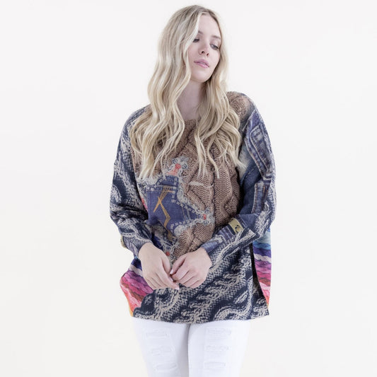 Denim Star and Knit Digitally Printed Crew Neck Sweater FP62517 (2PC)