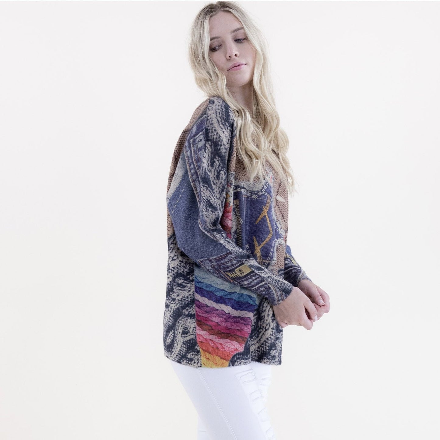 Denim Star and Knit Digitally Printed Crew Neck Sweater FP62517 (2PC)