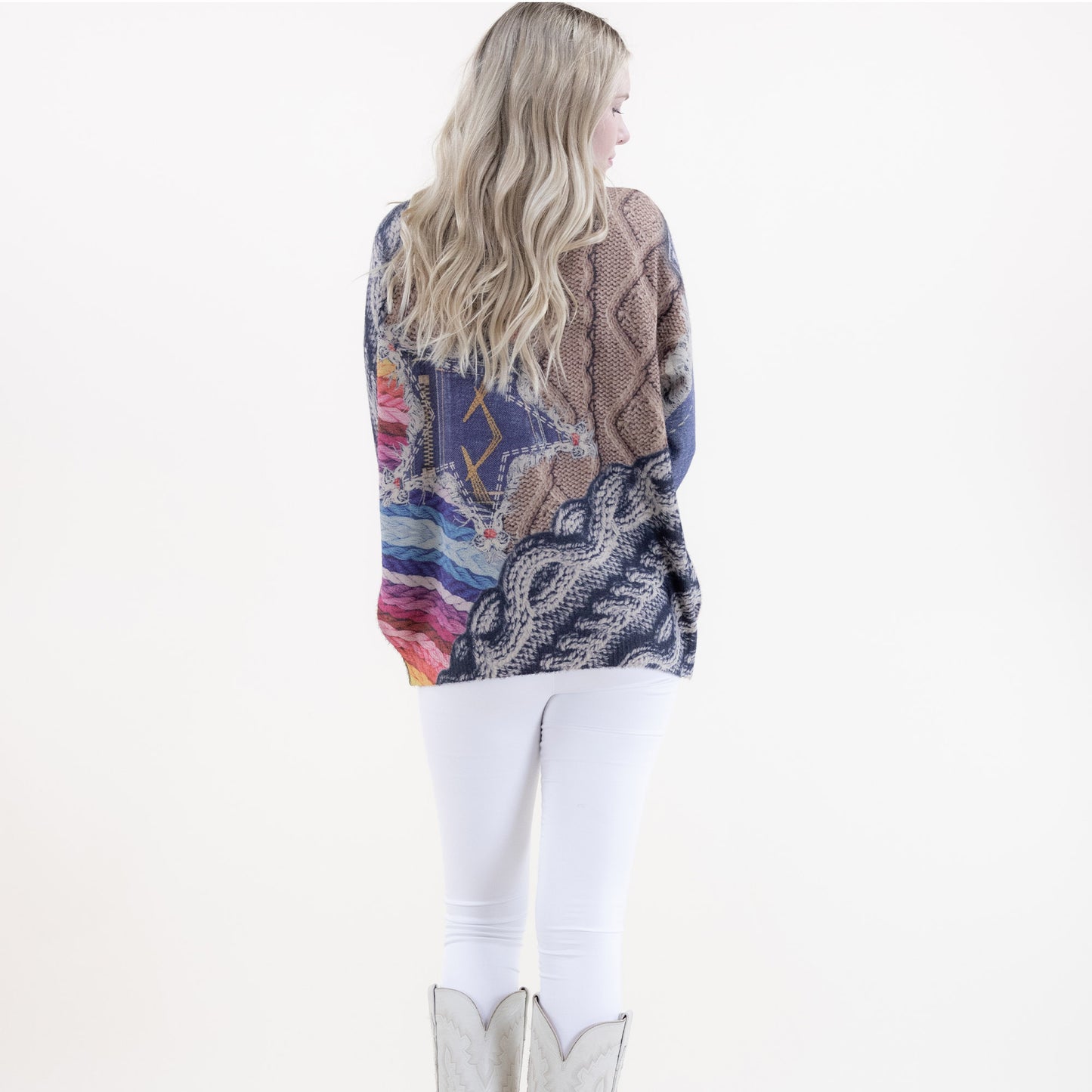 Denim Star and Knit Digitally Printed Crew Neck Sweater FP62517 (2PC)