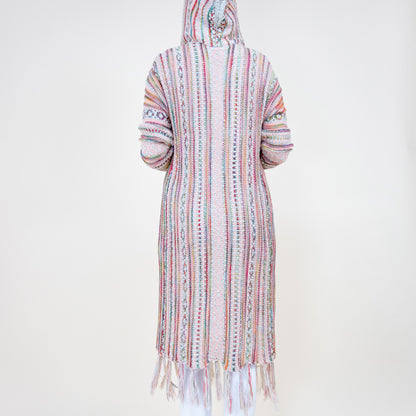Tribal Stripe Pattern Hoodie Fringed Long Cardigan FP64088 (2PC)
