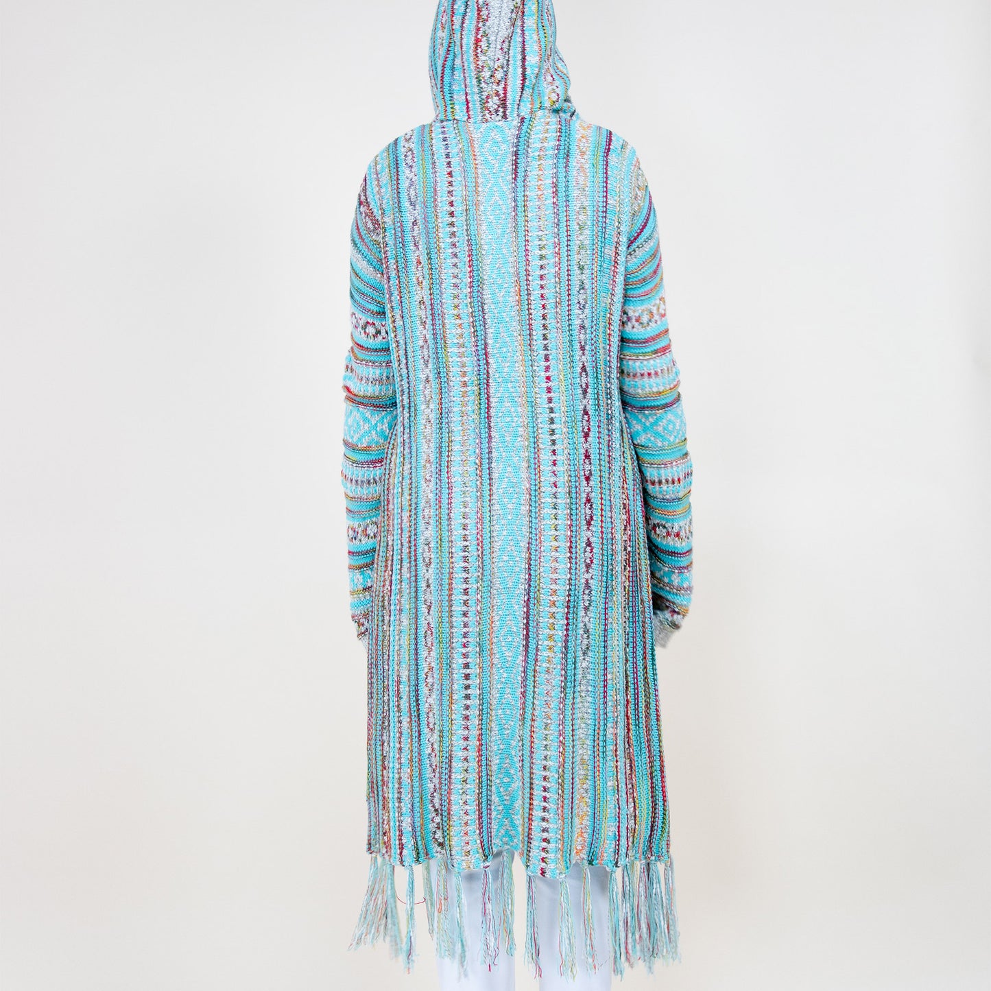 Tribal Stripe Pattern Hoodie Fringed Long Cardigan FP64088 (2PC)