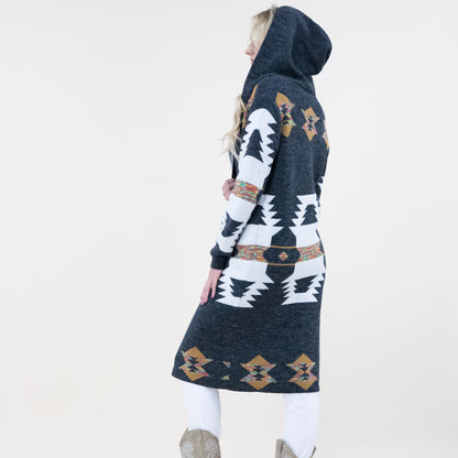 Aztec Print Hoodie Long Cardigan FP64100 (2PC)