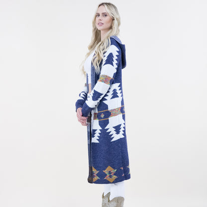 Aztec Print Hoodie Long Cardigan FP64100 (2PC)