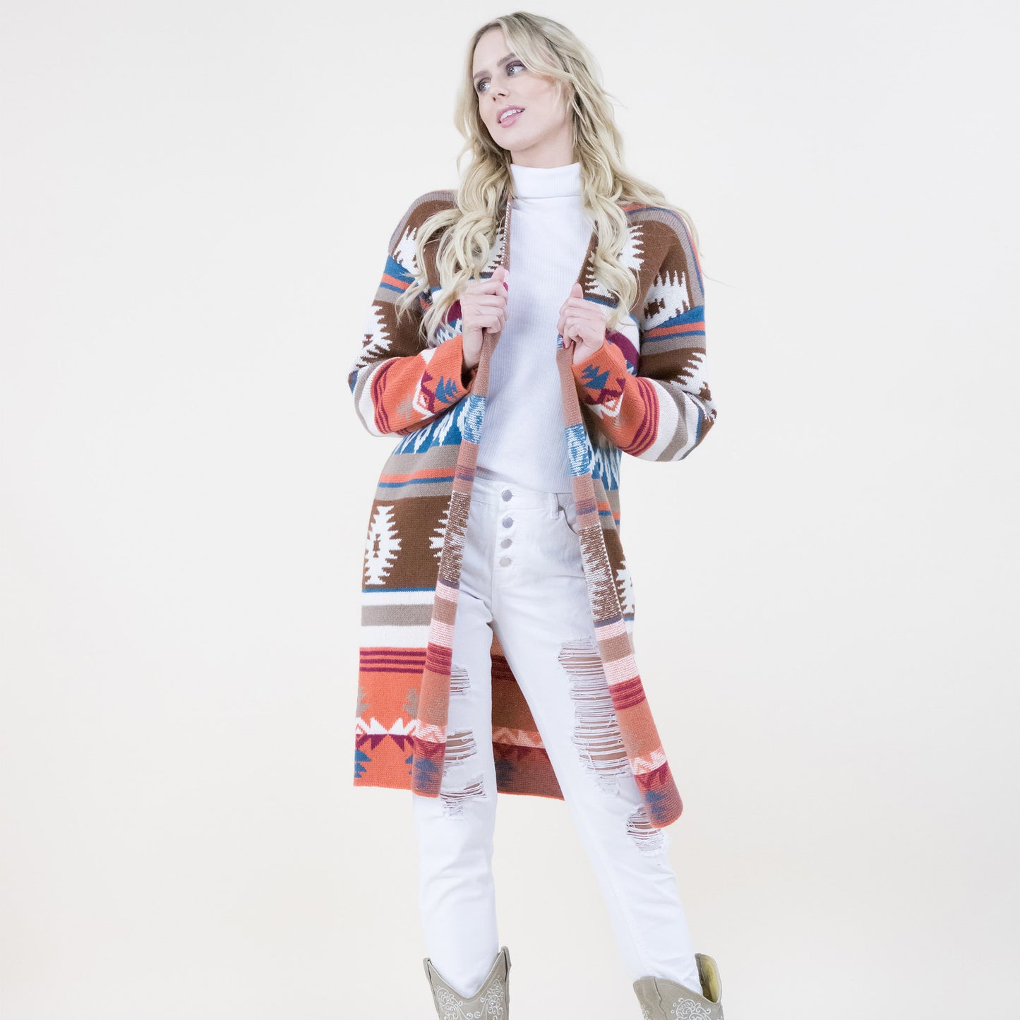 Tribal Sectional Block Pattern Cardigan FP64112 (2PC)