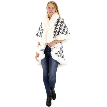 STAR PATTERN FUR DOUBLE LAYER SHAWL P3111 (3PC)