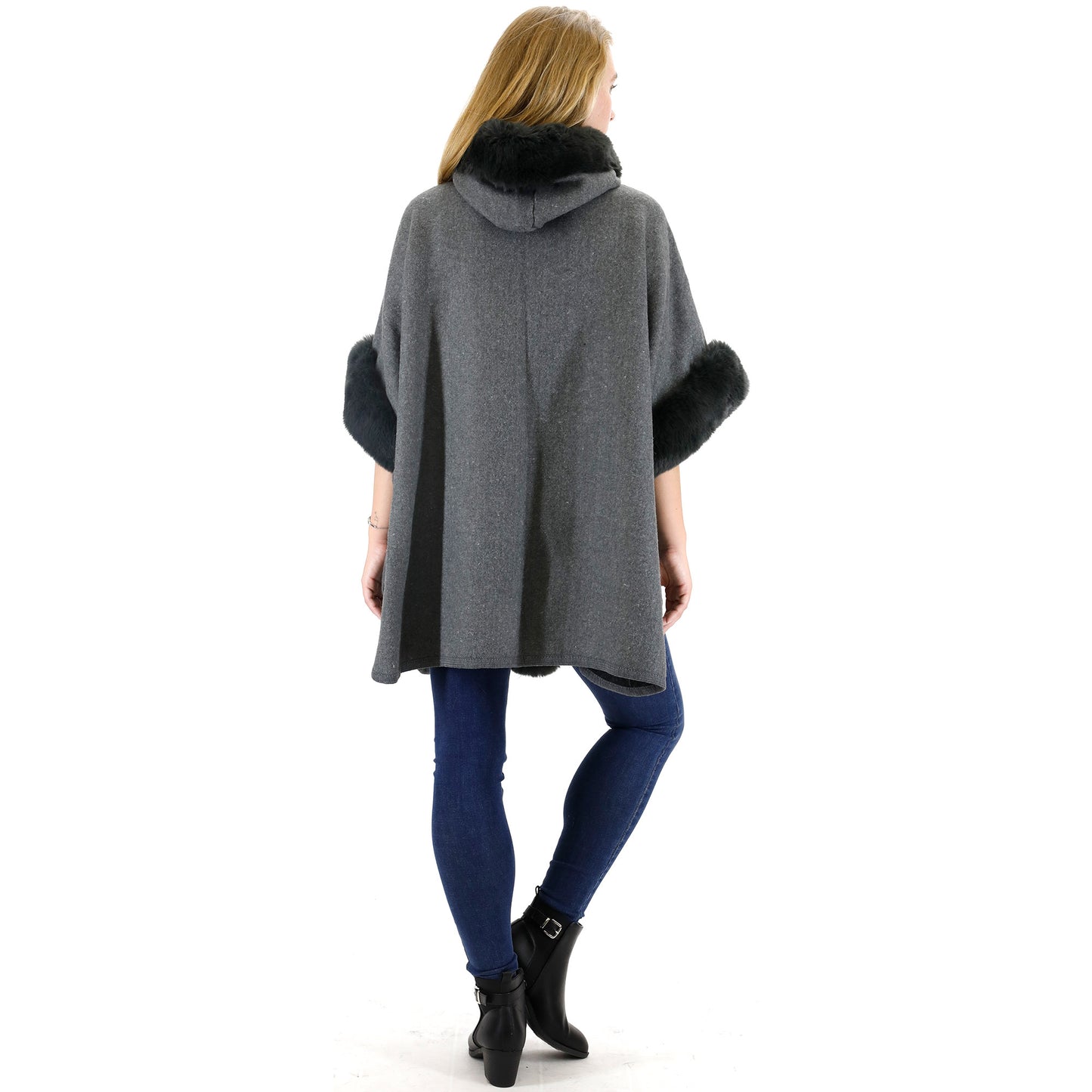 FUR HOODIE SHAWL P183 (3PC)