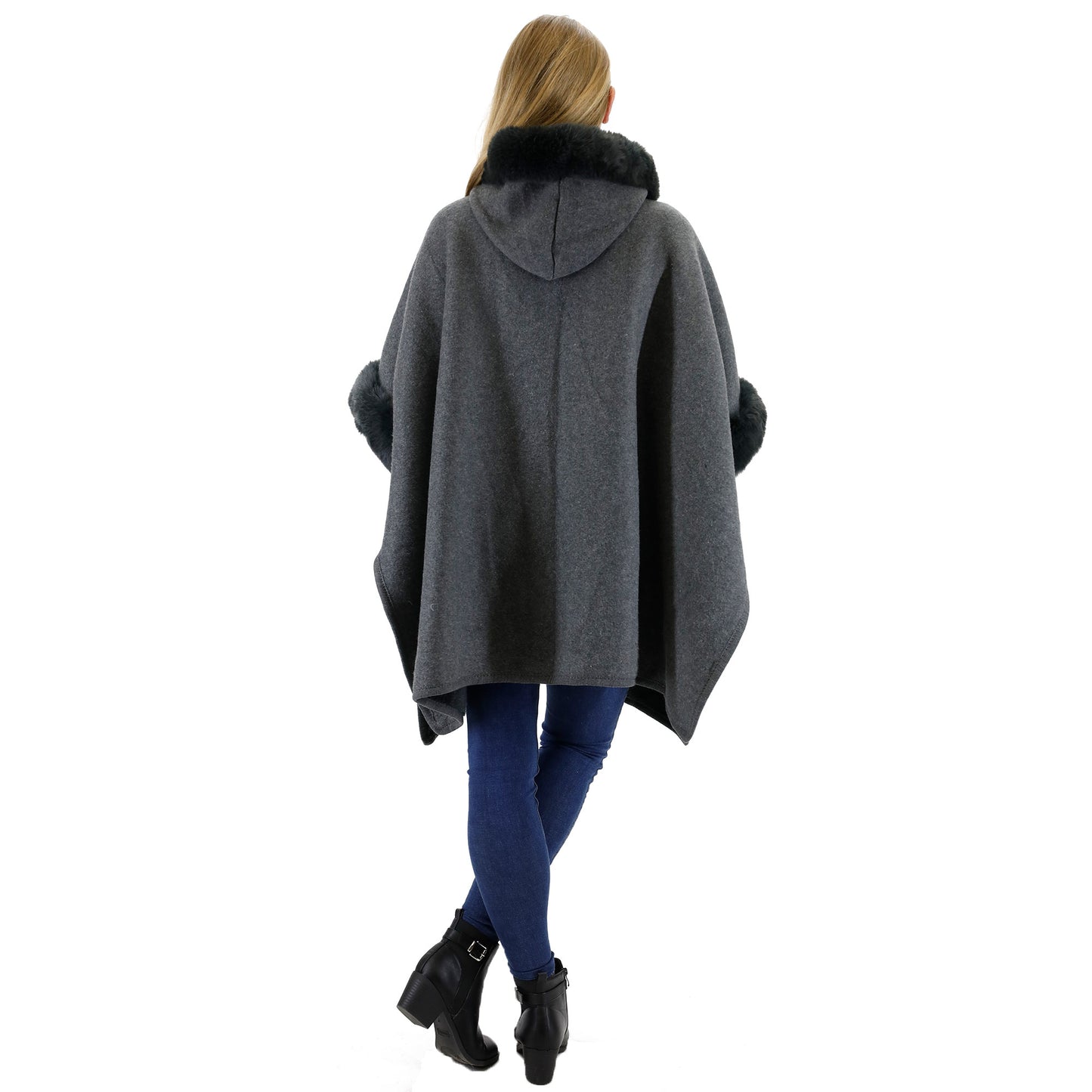 FUR POCKET HOODIE SHAWL P4028 (3PC)