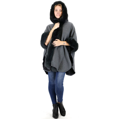 FUR HOODIE SHAWL P183 (3PC)