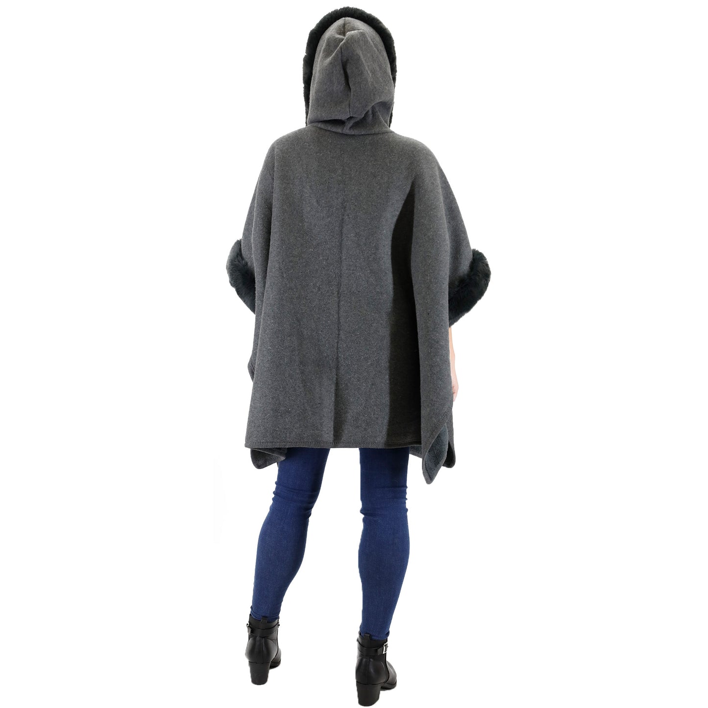 FUR POCKET HOODIE SHAWL P4028 (3PC)