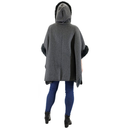 FUR POCKET HOODIE SHAWL P4028 (3PC)