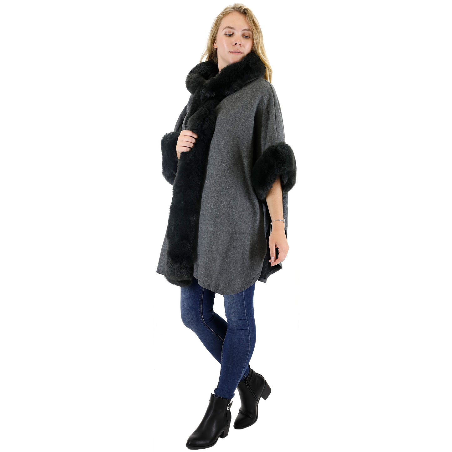 FUR HOODIE SHAWL P183 (3PC)