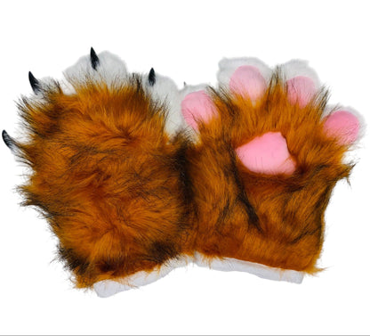 Faux Fur Cat Paws Furry Gloves Animal Mittens GE5829-1 (12PAIR)