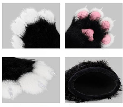 Faux Fur Cat Paws Furry Gloves Animal Mittens GE5829-1 (12PAIR)