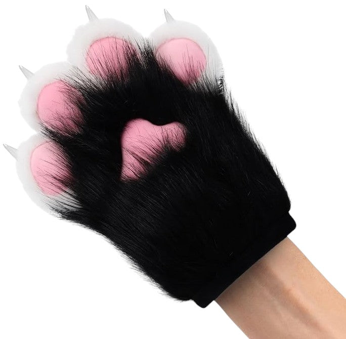 Faux Fur Cat Paws Furry Gloves Animal Mittens GE5829-1 (12PAIR)