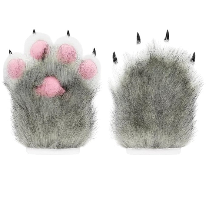 Faux Fur Cat Paws Furry Gloves Animal Mittens GE5829-1 (12PAIR)