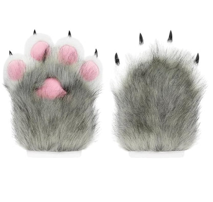 Faux Fur Cat Paws Furry Gloves Animal Mittens GE5829-1 (12PAIR)