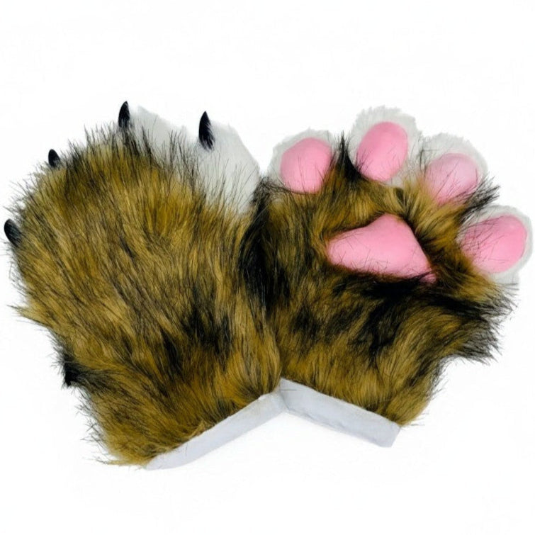 Faux Fur Cat Paws Furry Gloves Animal Mittens GE5829-1 (12PAIR)