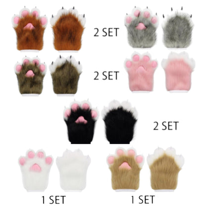 Faux Fur Cat Paws Furry Gloves Animal Mittens GE5829-1 (12PAIR)