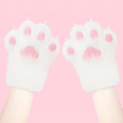 Faux Fur Cat Paws Furry Gloves Animal Mittens GE5829-1 (12PAIR)