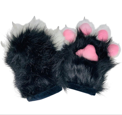 Faux Fur Cat Paws Furry Gloves Animal Mittens GE5829-1 (12PAIR)