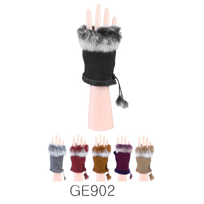Women's Fur Fingerless Gloves GE902-1. (12PAIR)