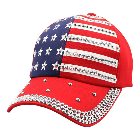 American Flag Rhinestone Studded CAP HA4418-1 (12PC)