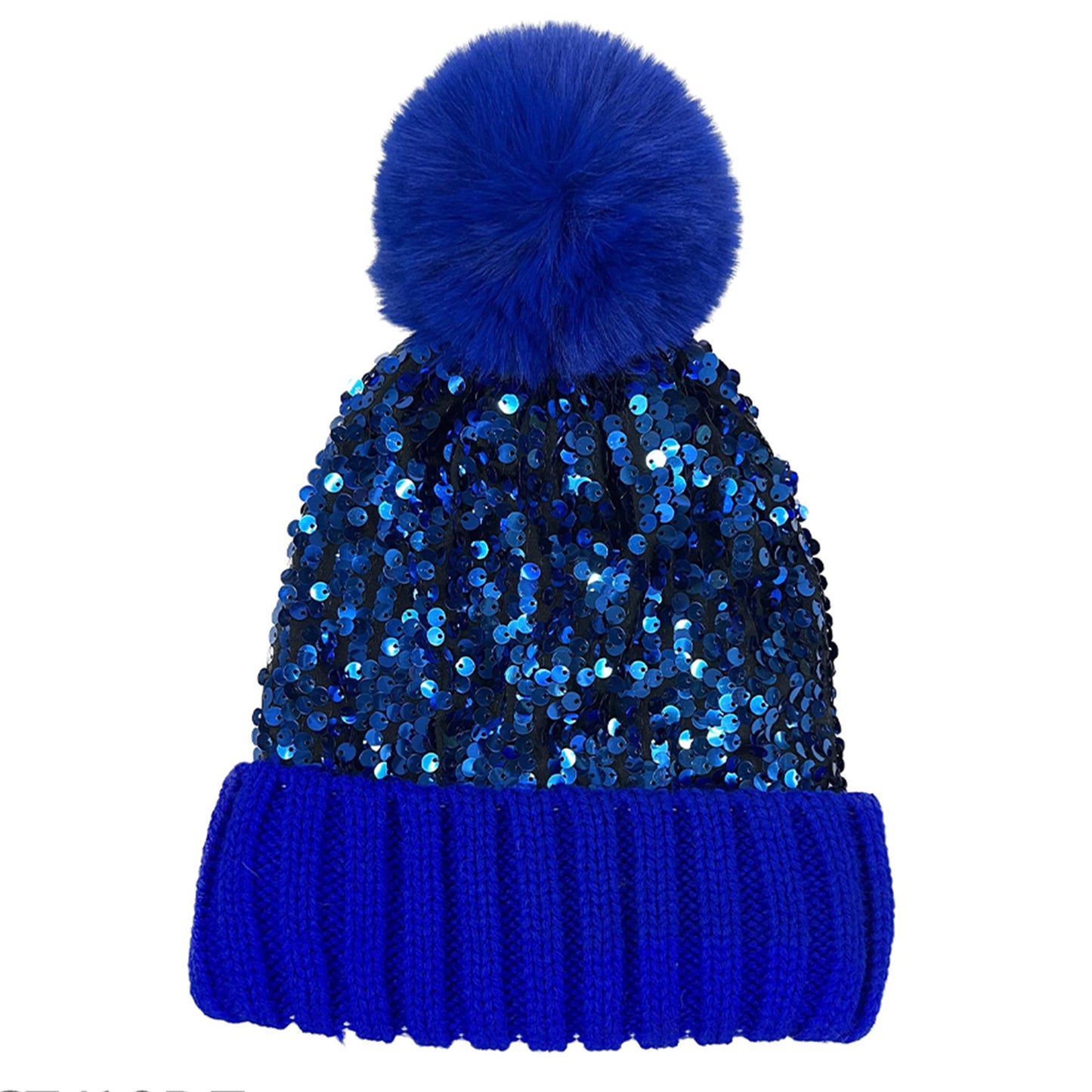Pom Pom Sequin Beanie Mix HA3719-1. (12PC)