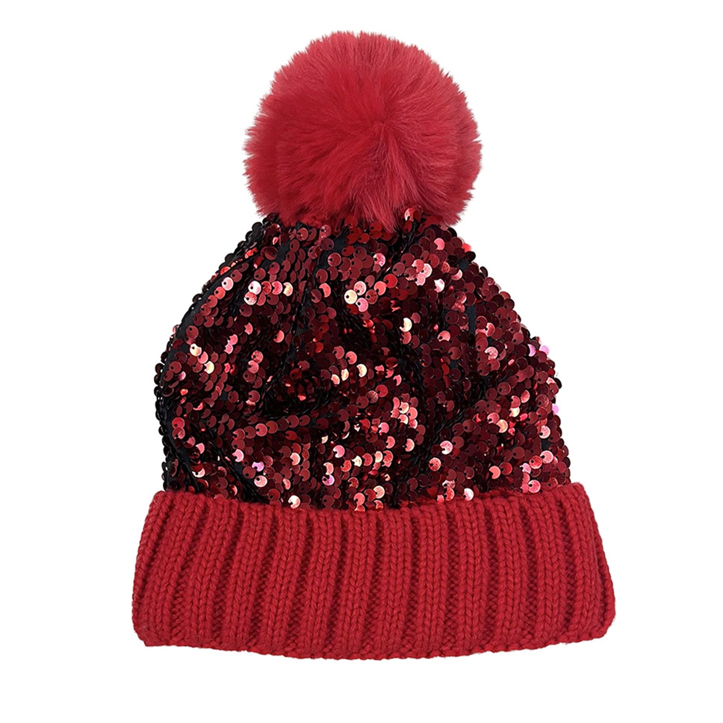 Pom Pom Sequin Beanie Mix HA3719-1. (12PC)