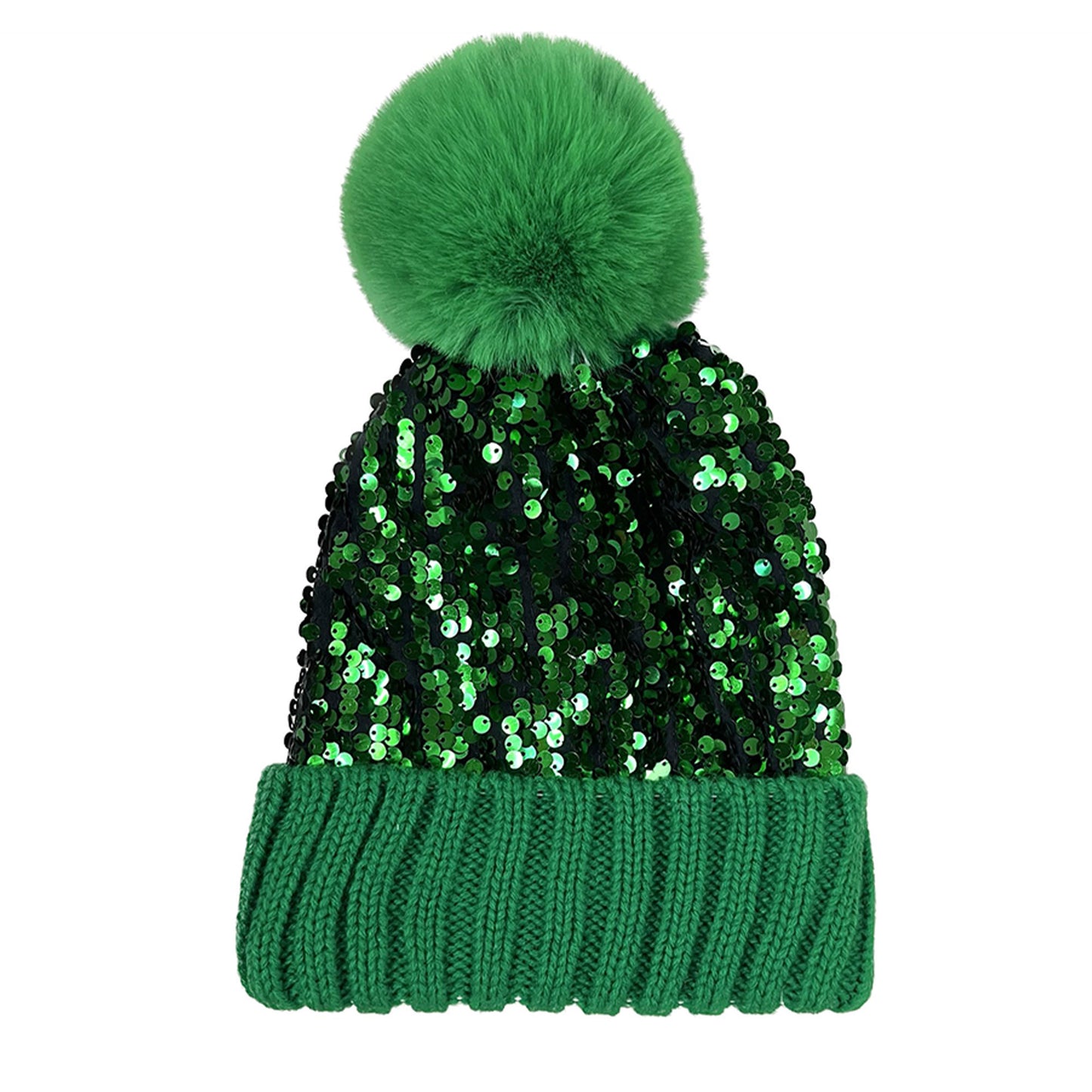 Pom Pom Sequin Beanie Mix HA3719-1. (12PC)