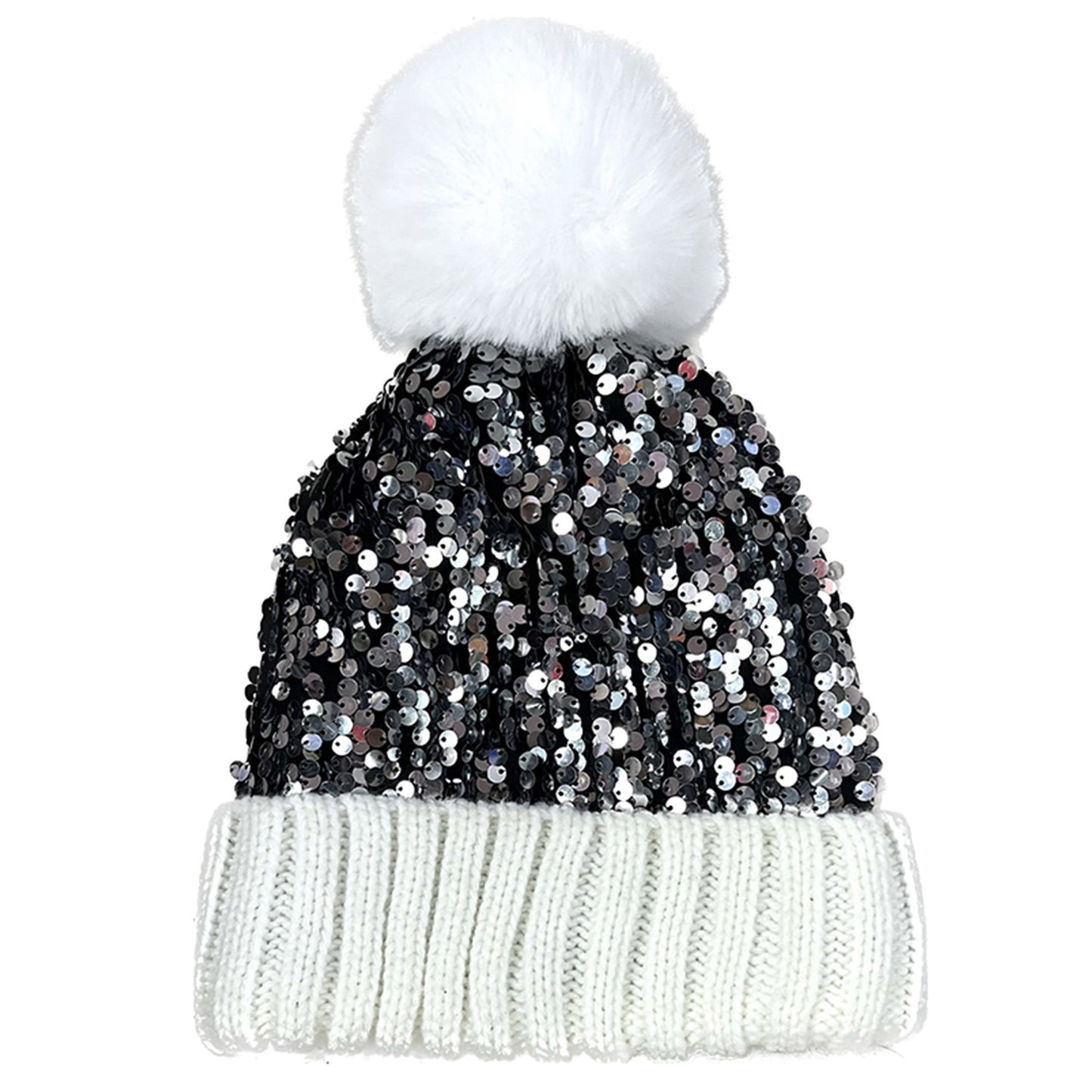 Pom Pom Sequin Beanie Mix HA3719-1. (12PC)