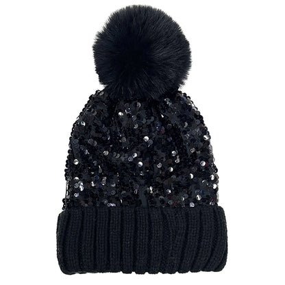 Pom Pom Sequin Beanie HA3715-1 (12PC)