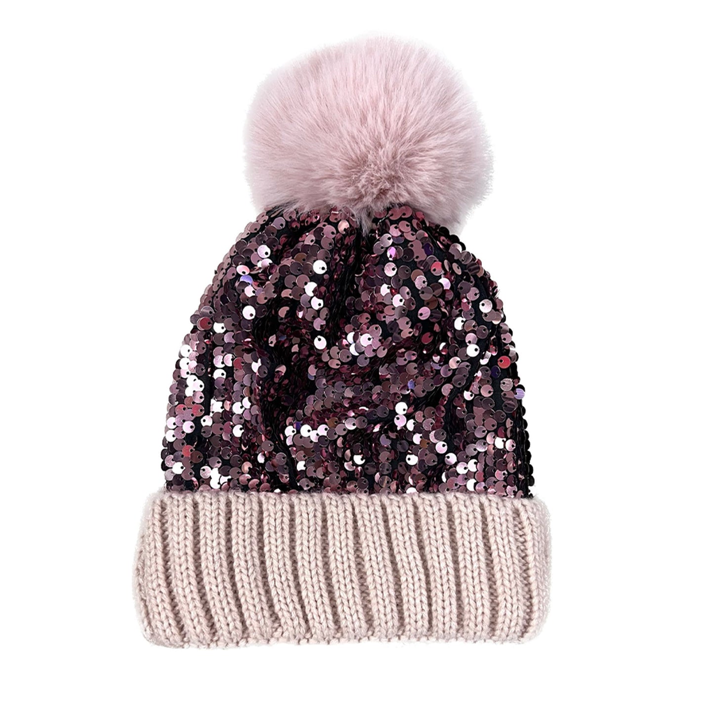 Pom Pom Sequin Beanie Mix HA3719-1. (12PC)