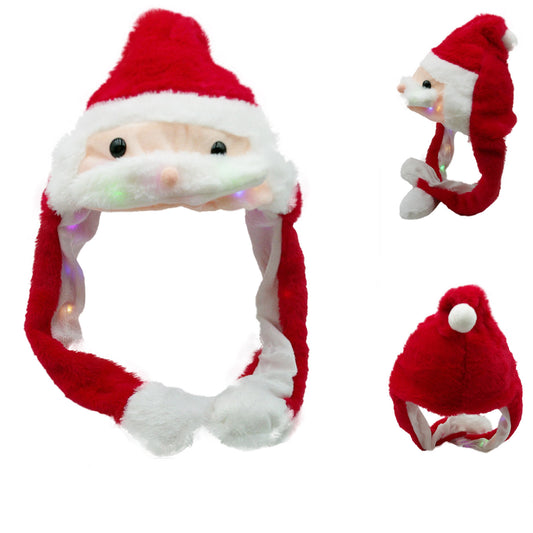 Christmas Santa Face LED Light Beanie HA3810-3D. (12PC)