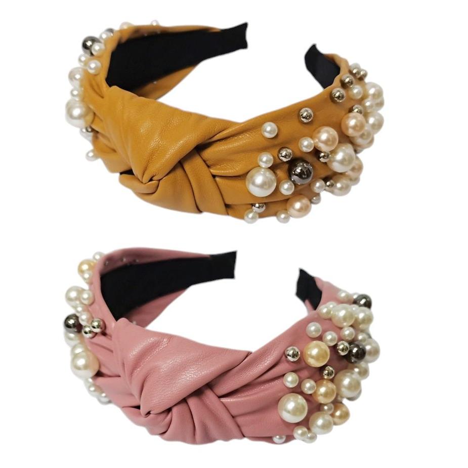 PU LEATHER WITH PEARL HEADBAND HB1105-18 (12PC)