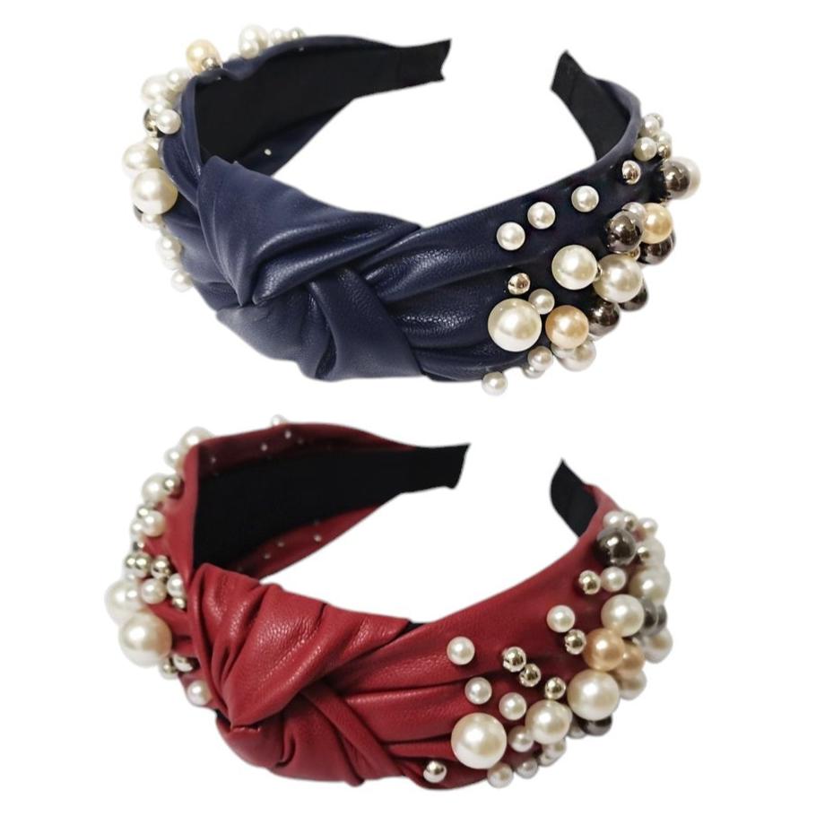 PU LEATHER WITH PEARL HEADBAND HB1105-18 (12PC)