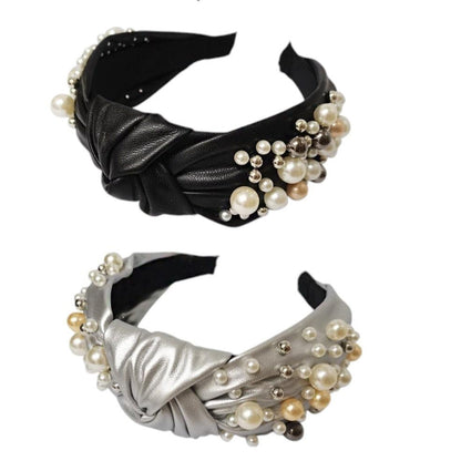 PU LEATHER WITH PEARL HEADBAND HB1105-18 (12PC)