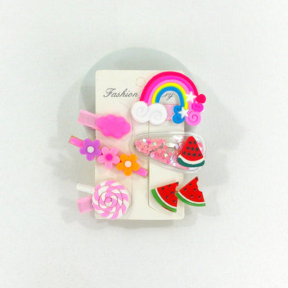 Kids Cute Cartoon Candy Flower Rainbow Hair Clips HB4229-8 (12PC)