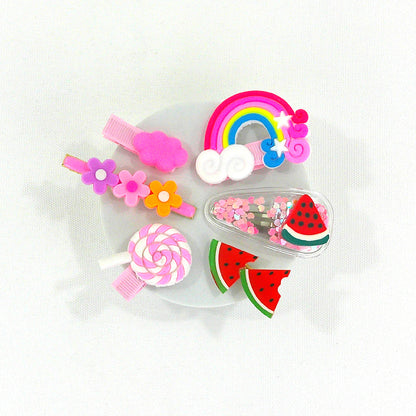 Kids Cute Cartoon Candy Flower Rainbow Hair Clips HB4229-8 (12PC)