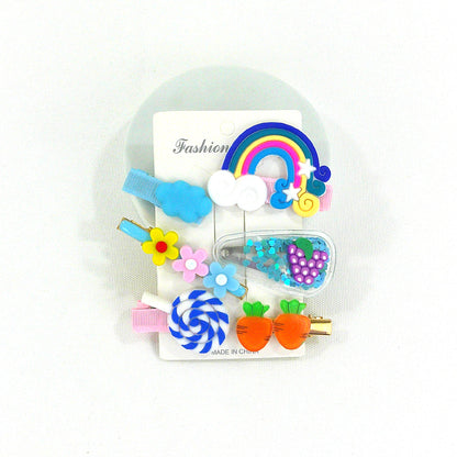 Kids Cute Cartoon Candy Flower Rainbow Hair Clips HB4229-8 (12PC)