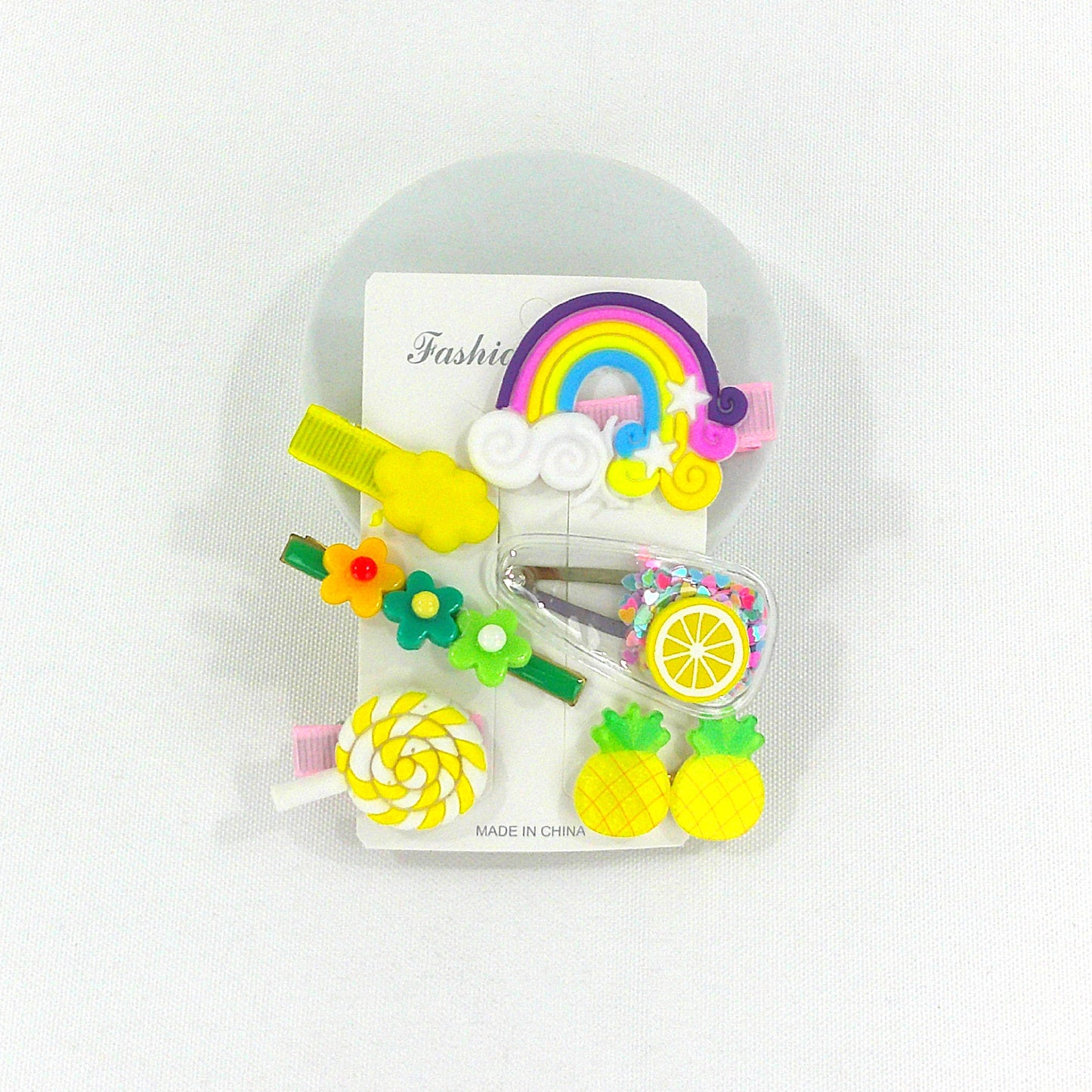 Kids Cute Cartoon Candy Flower Rainbow Hair Clips HB4229-8 (12PC)