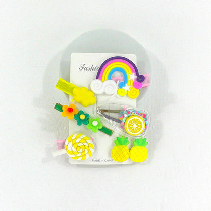 Kids Cute Cartoon Candy Flower Rainbow Hair Clips HB4229-8 (12PC)