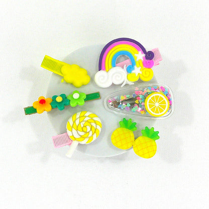 Kids Cute Cartoon Candy Flower Rainbow Hair Clips HB4229-8 (12PC)