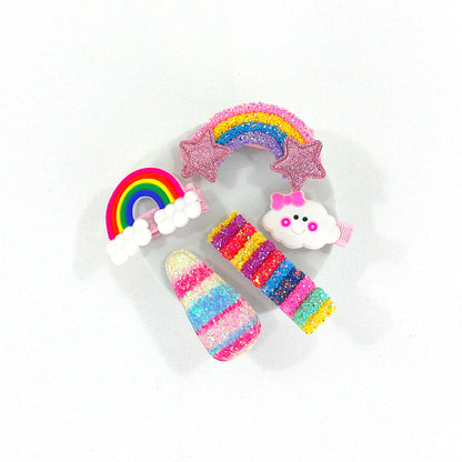 Kids Cute Cartoon Unicorn Rainbow Cupcake Hair Clips HB4229-18 (12PC)