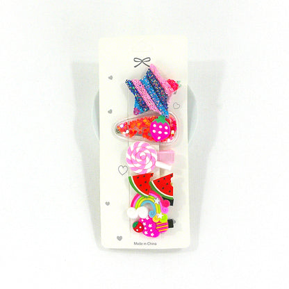 Kids Cute Cartoon Unicorn Rainbow Cupcake Hair Clips HB4229-18 (12PC)