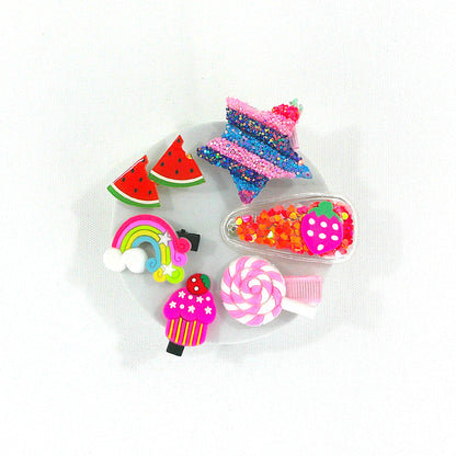 Kids Cute Cartoon Unicorn Rainbow Cupcake Hair Clips HB4229-18 (12PC)