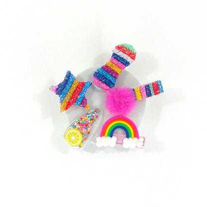 Kids Cute Cartoon Unicorn Rainbow Cupcake Hair Clips HB4229-18 (12PC)