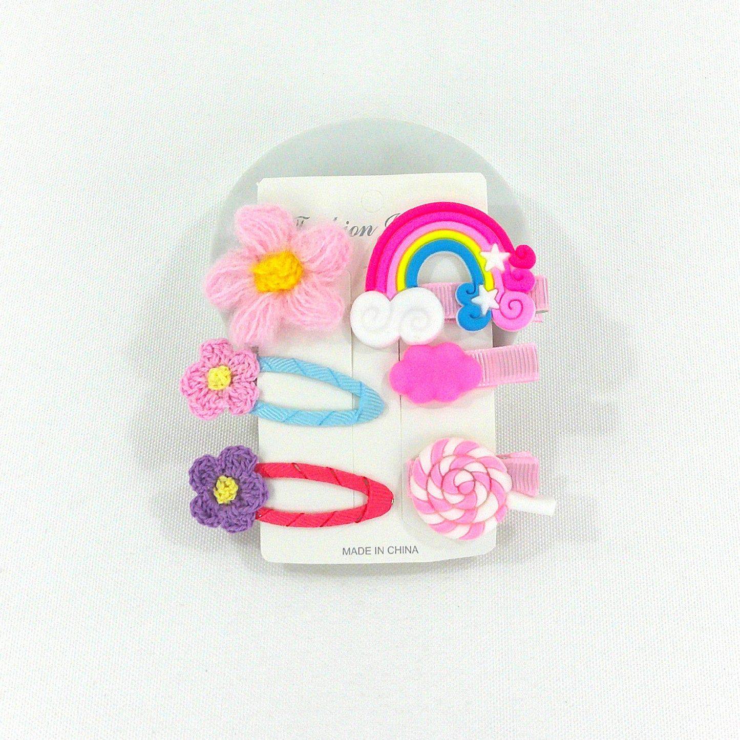 Kids Cute Cartoon Candy Flower Rainbow Hair Clips HB4229-8 (12PC)